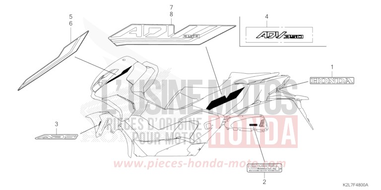 MARKE/EMBLEM von ADV 350 MAT RUTHENIUM SILVER METALLIC (NHB88) von 2025